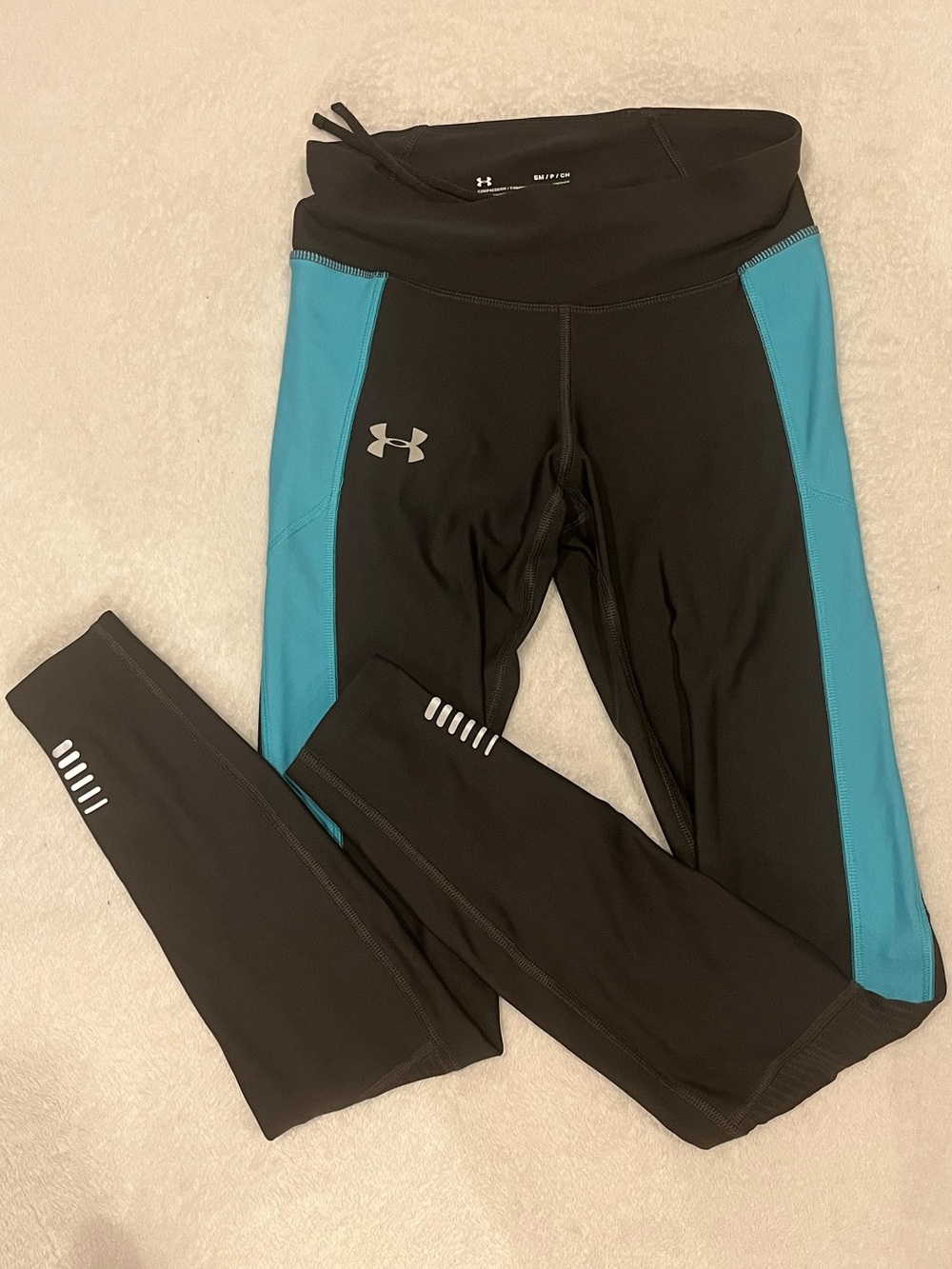 Under Armour Black and Teal Girls' Active Leggings